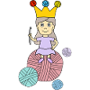 Kleine Strickkönigin mit Garnkugel