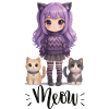 Kawaii Meow Girl with Cats