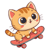 Kitten skate on a trendy board