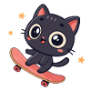 Kawaii Cat on Skateboard