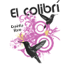 Hummingbirds and purple scrolls