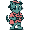 Chat touriste avec appareil photo