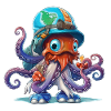 Oktopus Entdecker mit Weltkartenhelm