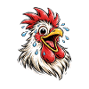 Rooster Doodle Laughing Chicken Cartoon Motif