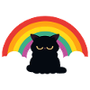 Mürrische Katze unterm Regenbogen