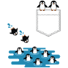 Pinguin Sprung ins Wasser Pocket Design