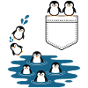 Pinguin Sprung ins Wasser Pocket Design