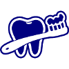 Zahn mit Zahnbürste Symbol Blau