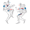 Astronaut duels in retro style