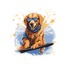Golden Retriever Dog Snowboard