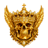 Golden skull with crown and wings