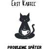 Zen Katze mit Kaffeetasse