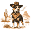 Cowboy Dog with Desert Cigar