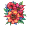 Farbenfrohes Blumenbouquet Illustration