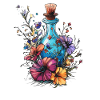 Blumenflasche im Farbenglanz
