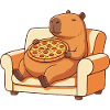 Pizza Capybara on the sofa