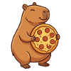 Capybara with pizza