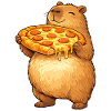 Capybara with pizza funny animal motif