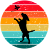Dog Butterfly Forest Retro Sunset