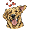 Cheerful Dog With Hearts