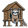 Sloth in Treehouse Illustration