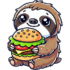 Cute sloth with burger