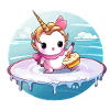 Einhorn am Surfbrett mit Cupcake