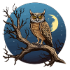 Nachtmond-Eule im Rundkreis