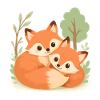 Süßes Fuchs Pärchen im Wald