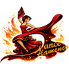 Flamenco dancer with fire and fan