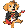 Rockiger Hund mit E-Gitarre
