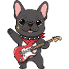 Rocking bulldog with electric guitar