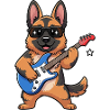 Guitarist dog with sunglasses