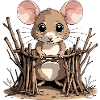 Waldmaus im Astgeflecht
