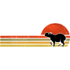 Retro Capybara Sunset Silhouette