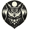 Silent Watch - Owl in Woodcut Style
