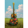 Floral Guitar in Meadow