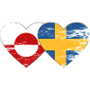 Greenland Sweden Flag Heart used
