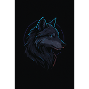 Schwarzer Wolf neonblau