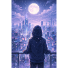 Night skyline neon hoodie