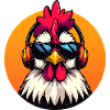 Cool chicken with sunglasses headphone motif