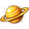 Saturn with glowing rings