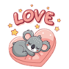 Koala sleeps on pastel heart