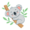 Dreamy Koala on Tropical Branch