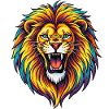 Neon Rainbow Lion Burst