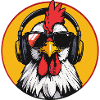 Pop Art Rooster with Headphones Sunglasses Fun Chicken
