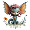 Dragon bleu aux ailes florales