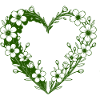 Green Floral Heart Floral Silhouette