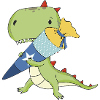 Dino with school cone