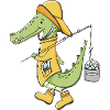 Crocodile angler in yellow coat